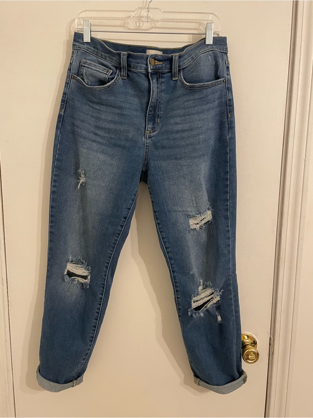 Altar'd State Distressed Dark Blue Boyfriend Jeans